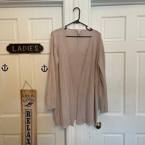 Chicos Beige Metallic Sparkle Open Cardigan size 2 Good condition